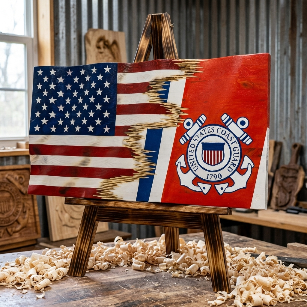 Handcrafted Wooden Military Flags