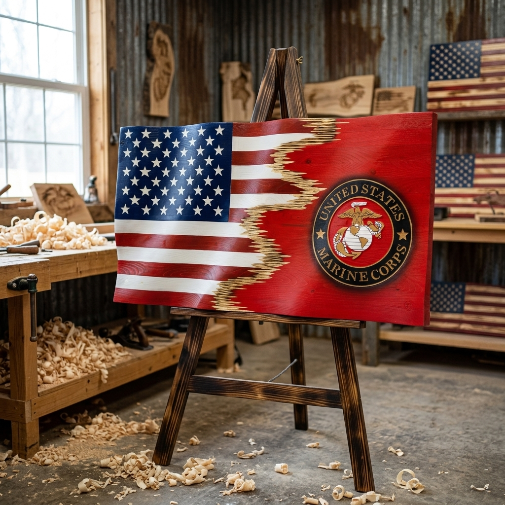 Handcrafted Wooden Military Flags