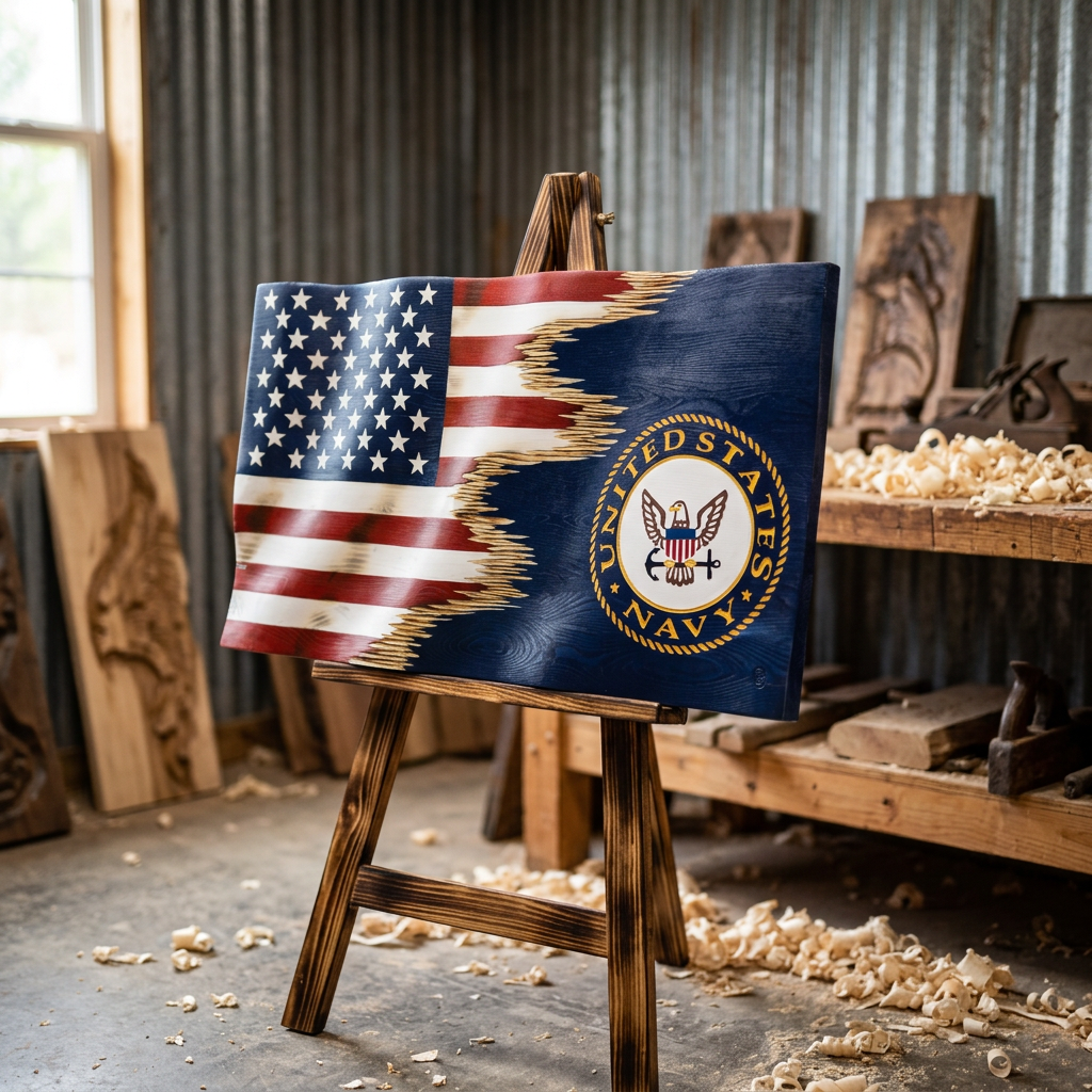 Handcrafted Wooden Military Flags