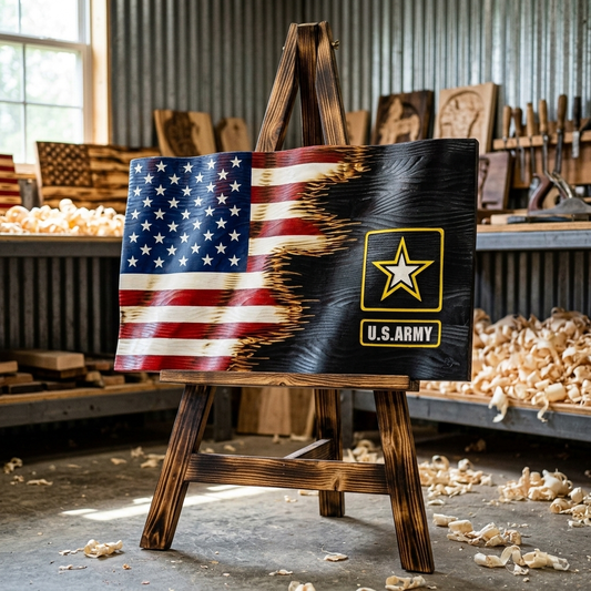 Handcrafted Wooden Military Flags